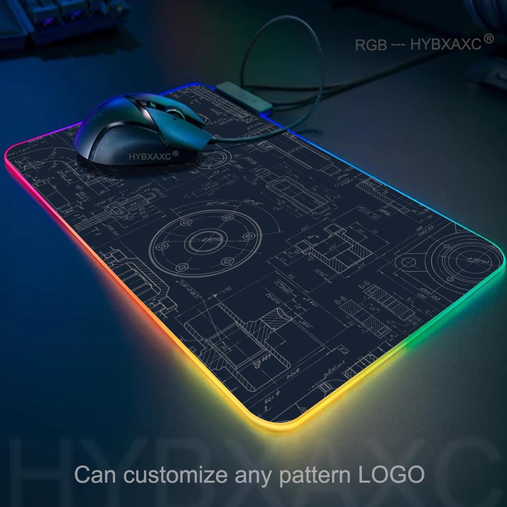 Pc Gaming Drawing - แผ่นรองเมาส์ RGB สำหรับวาดแบบกลไก แผ่นรองเมาส์สำหรับเล่นเกม แผ่นรองเมาส์ LED